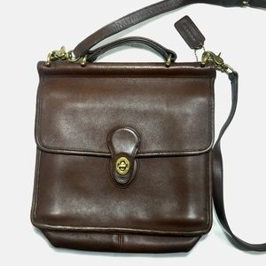 Vintage Coach Bag Willis Crossbody Bag Brown Leather Brass Hardware 9927